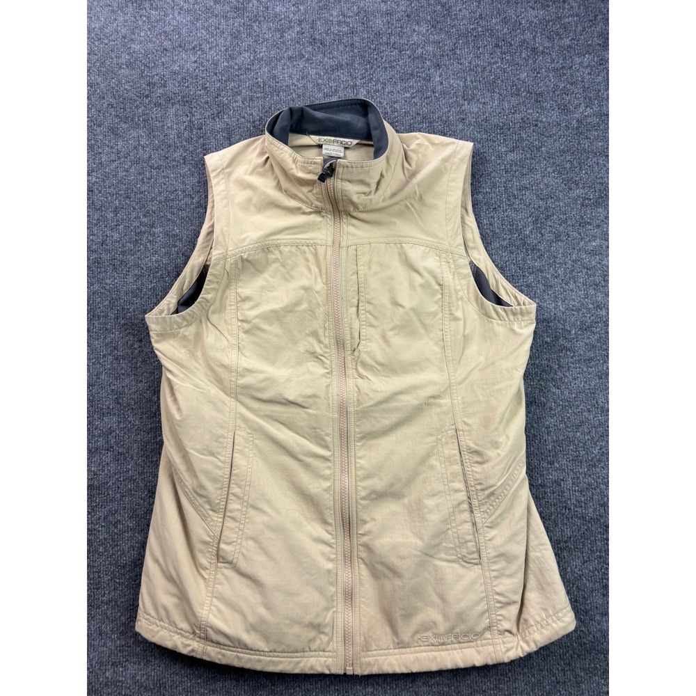 ExOfficio Ripstop Vest Womens L Tan Full Zip Outdoor Hiking Travel ECC-2